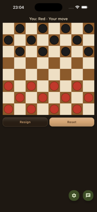 Draughts board mid-game in NextSeat